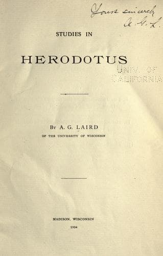 Tapa de Studies in Herodotus