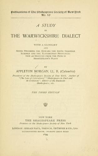 Tapa de A study in the Warwickshire dialect