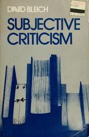 Tapa de Subjective criticism