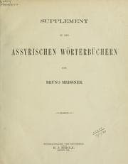 Tapa de Supplement zu den assyrischen Wörterbüchern