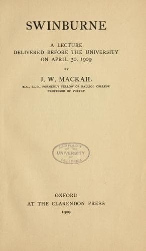 Tapa de Swinburne, a lecture