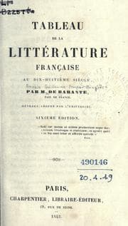 Tapa de Tableau de la littérature française au dix-huitième siècle