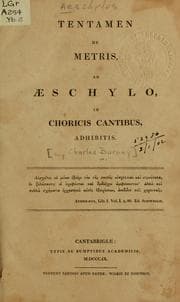 Tapa de Tentamen de metris ab Aeschylo in choricis cantibus adhibitis