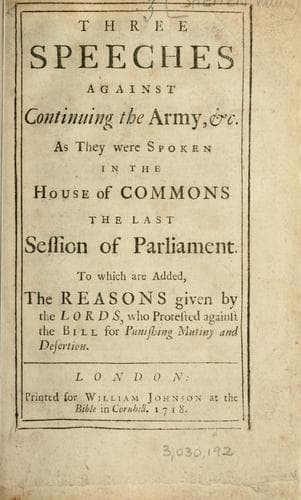 Tapa de Three speeches against continuing the army, etc