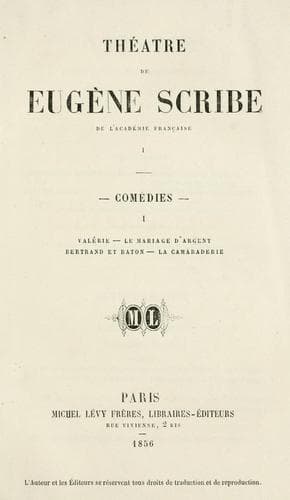 Tapa de Théâtre de Eugene Scribe