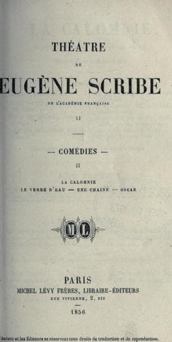 Tapa de Théâtre de Eugene Scribe.