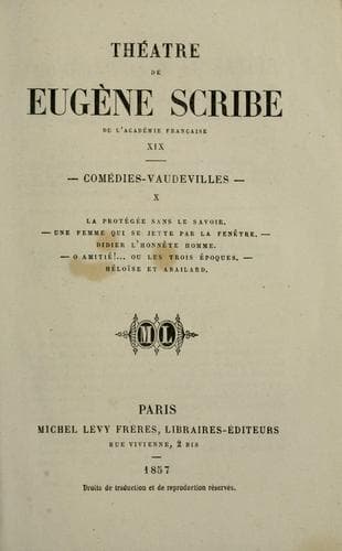 Tapa de Théâtre de Eugene Scribe.