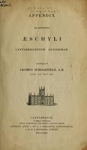 Tapa de [Tragoediae]; Appendix ad editionem Aeschyli Cantabrigiensem novissimam