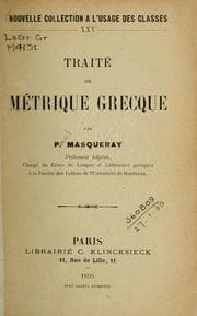 Tapa de Traité de métrique grecque