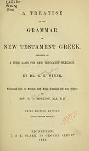 Tapa de A treatise on the grammar of New Testament Greek