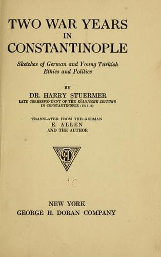 Tapa de Two war years in Constantinople