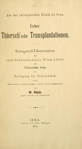 Tapa de Ueber Thiersch'sche Transplantationen