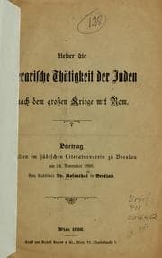 Tapa de Ueber die literarische Thätigkeit der Juden nach dem grossen Kriege mit Rom