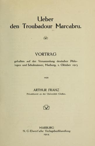 Tapa de Ueber den Troubadour Marcabru