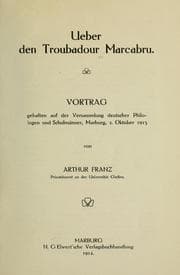 Tapa de Ueber den Troubadour Marcabru