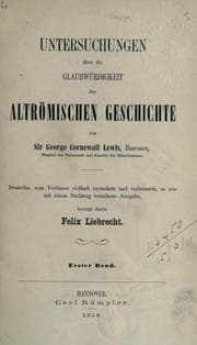 Tapa de Untersuchungen über die Glaubwürdigkeit der altrömischen Geschichte