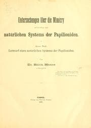 Tapa de Untersuchungen über die Mimicry auf Grundlage eines natürlichen Systems der Papilioniden