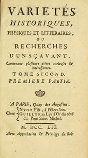 Tapa de Variet©Øes historiques, physiques et litteraires, ou Recherches d'un s©ʻcavant