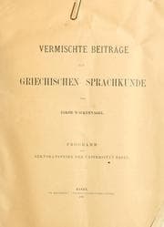 Tapa de Vermischte Beiträge zur griechischen Sprachkunde