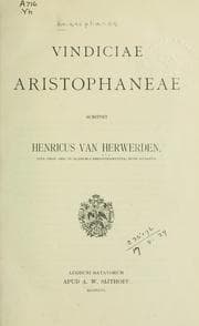 Tapa de Vindiciae Aristophaneae