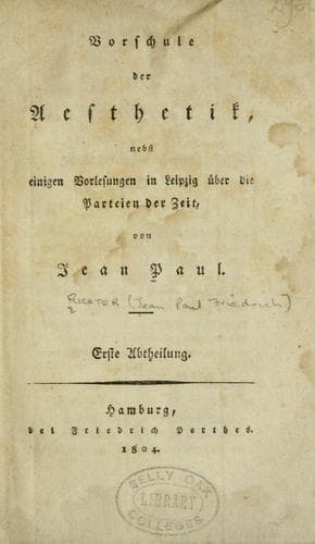 Tapa de Vorschule der Aesthetik