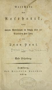 Tapa de Vorschule der Aesthetik