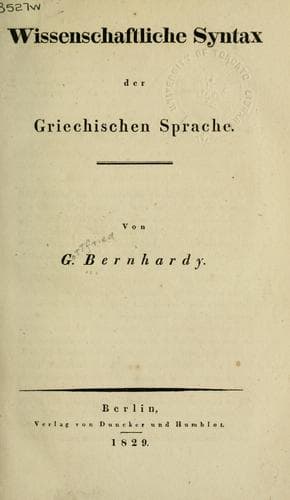 Tapa de Wissenschaftliche Syntax der griechischen Sprache