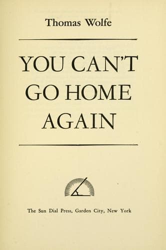 Tapa de You can't go home again.