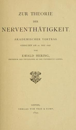 Tapa de Zur Theorie der Nerventhätigkeit