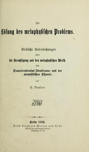 Tapa de Zur Lösung des metaphysischen Problems