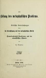 Tapa de Zur Lösung des metaphysischen Problems