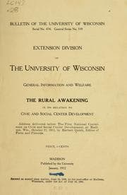 Tapa de The rural awakening in its relation to civic and social center development