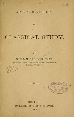 Tapa de Aims and methods in classical study.