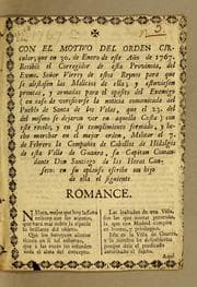 Tapa de Con el motivo del orden circular; que en 30. de enero de este año de 1767
