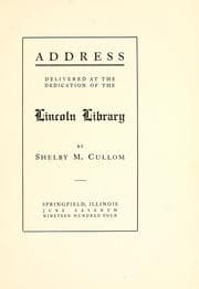 Tapa de Address delivered at the dedication of the Lincoln Library