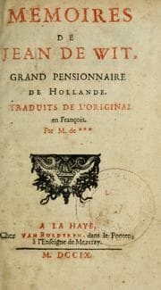 Tapa de Memoires de Jean de Wit