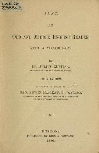 Tapa de An Old and Middle English reader