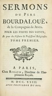 Tapa de Sermons du pere Bourdaloue, de la Compagnie de Jesus, pour les festes des saints et pour des vêtures & professions religieuses