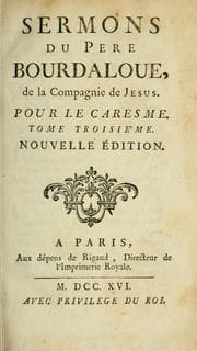 Tapa de Sermons du pere Bourdaloue, de la Compagnie de Jesus, pour le Caresme
