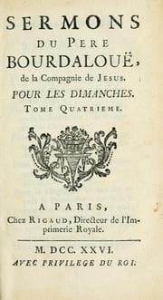 Tapa de Sermons du père Bourdalouë, de la Compagnie de Jesus, pour les dimanches