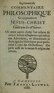 Tapa de Suplement du Commentaire philosophique sur ces paroles de Jesus-Christ contrain-les d'entrer