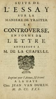 Tapa de Suite de l'Essay sur la manière de traiter la controverse