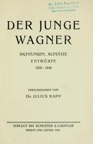 Tapa de Der junge Wagner