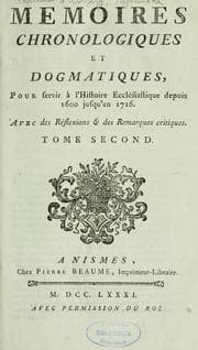 Tapa de Mémoires chronologiques et dogmatiques pour servir à l'histoire ecclésiastique depuis 1600 jusqu'en 1716