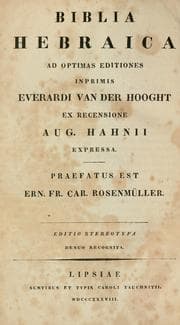 Tapa de Biblia hebraica ad optimas editiones inprimis Everardi van der Hooght ex recensione Aug. Hahnii expressa