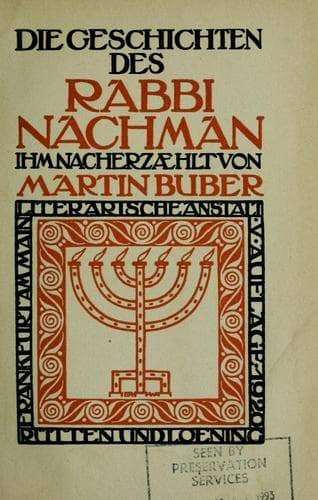 Tapa de Die Geschichten des Rabbi Nachman