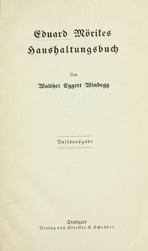 Tapa de Eduard Mörikes Haushaltungsbuch