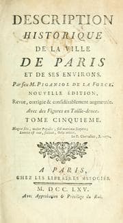 Tapa de Description historique de la ville de Paris et de ses environs