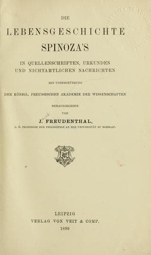 Tapa de Die Lebensgeschichte Spinoza's
