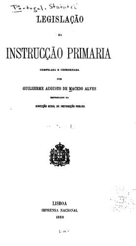 Tapa de Legislação da instrucção primaria